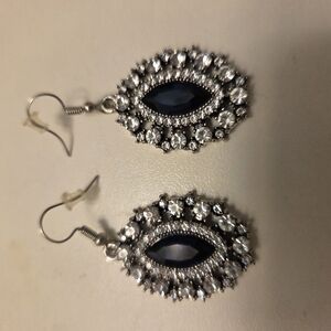 Elegant Silver and Black Crystal Earrings